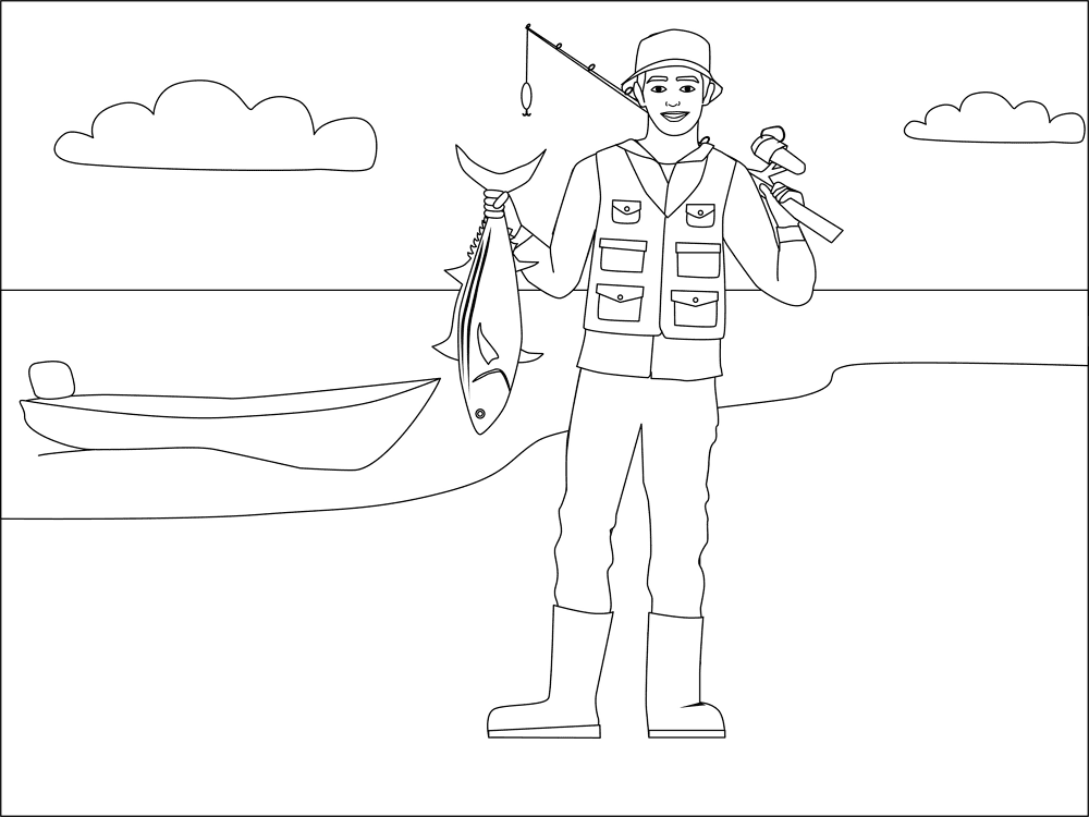 Fisherman Coloring Page Md Coloring Page — Free Printable — free printable coloring page