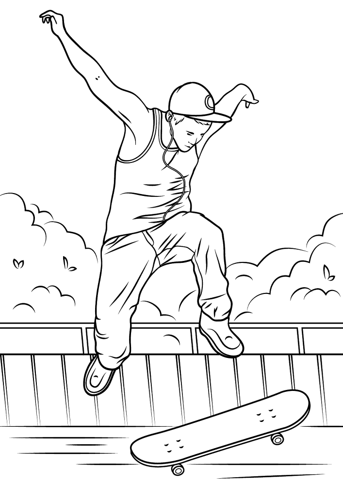 Skateboard Jump Coloring Page Md Coloring Page — Free Printable — free printable coloring page