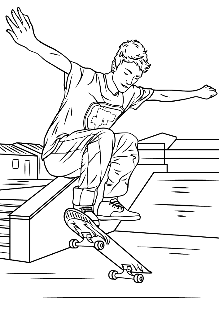 Skateboarding Trick Coloring Page Md Coloring Page — Free Printable — free printable coloring page