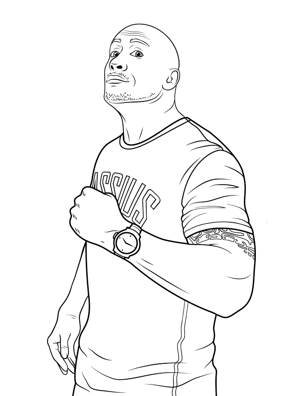 Wwe Dwayne The Rock Johnson Coloring Page Md Coloring Page — Free Printable — free printable coloring page